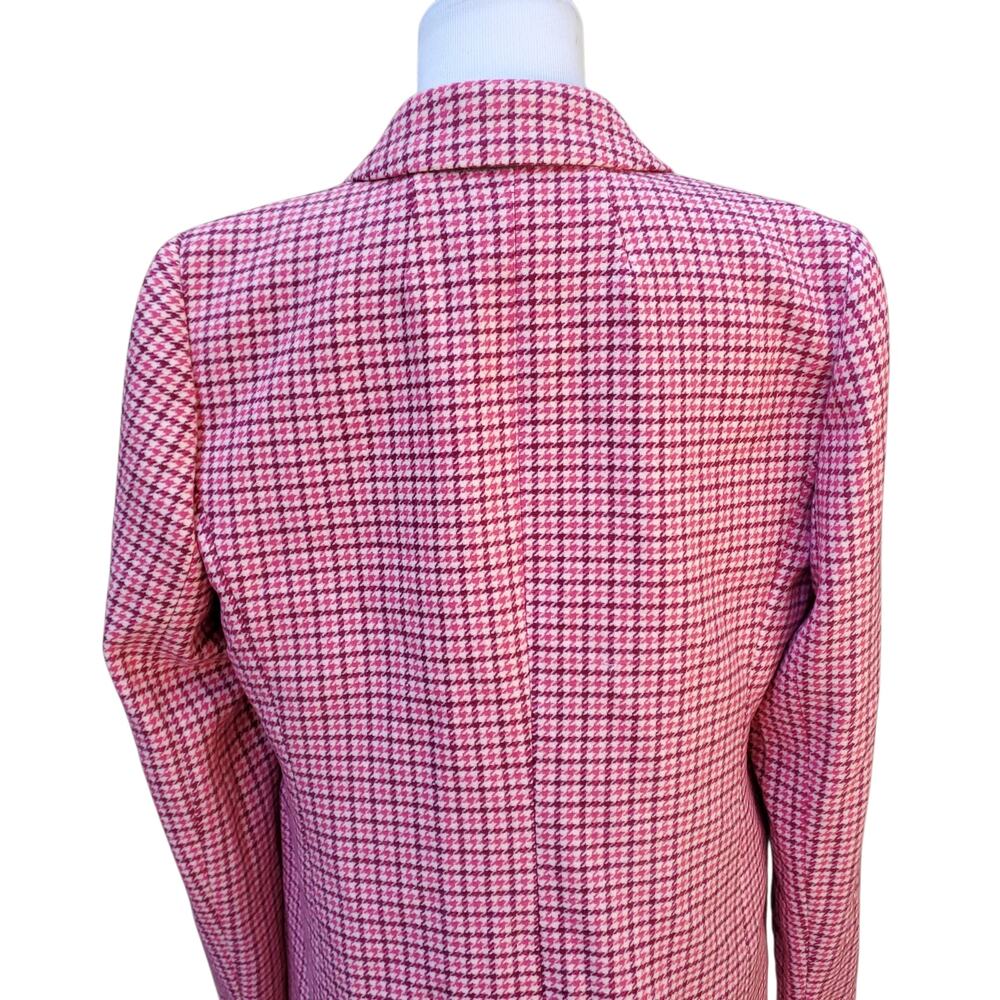 J. Crew Berry Pink Houndstooth Blazer Jacket Ivy Preppy Academia Wool Blend 12 - Picture 10 of 16